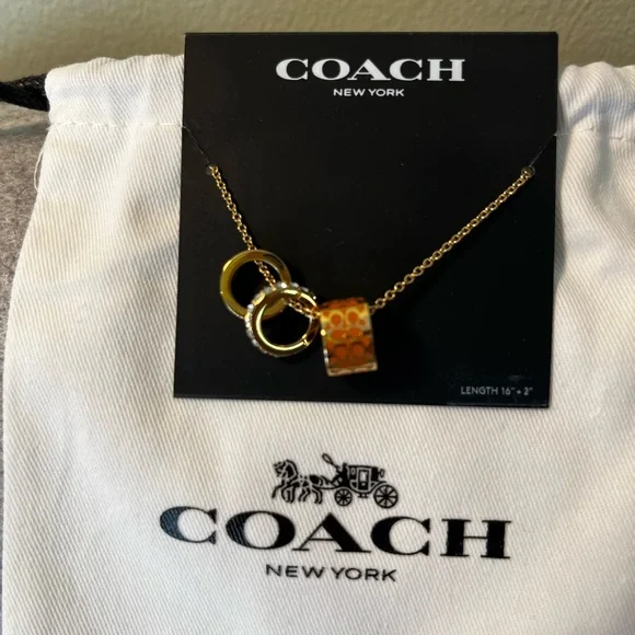 Coach Gold and Brown Pendant Necklace - Picture 4 of 7